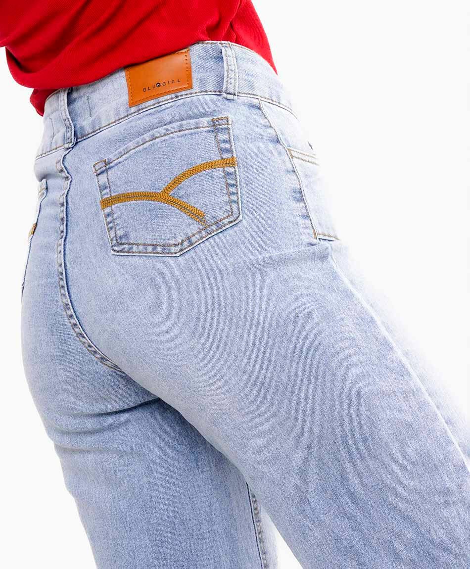 Jeans mujer wide leg basta doblada