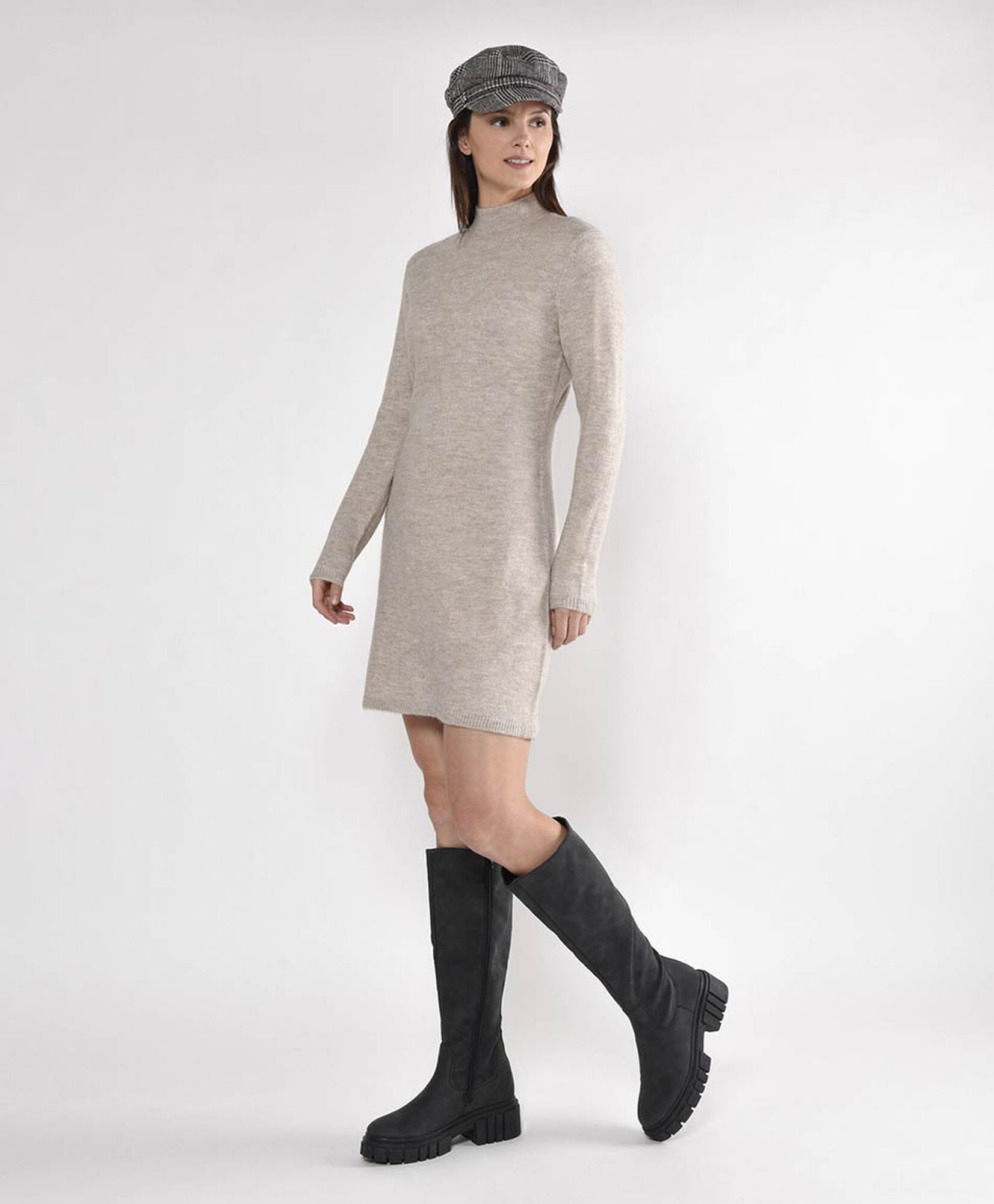 Vestido tejido corto mujer cuello perkins Vestido tejido corto mujer cuello perkins