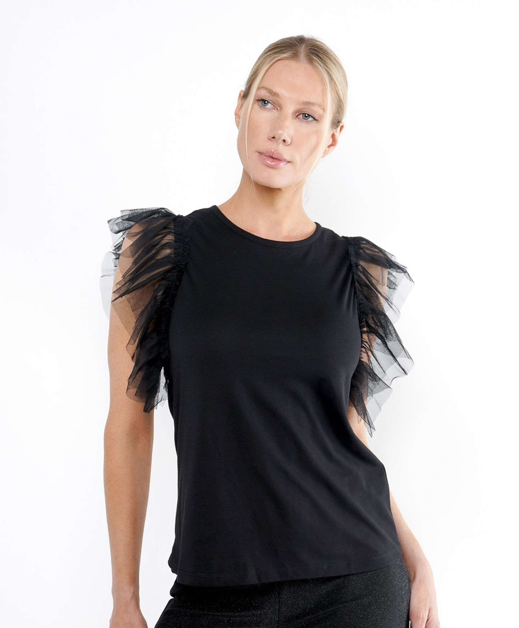 Polera mujer mangas tul Polera mujer mangas tul