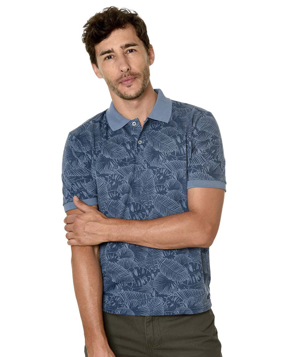 Polera cuello polo estampada