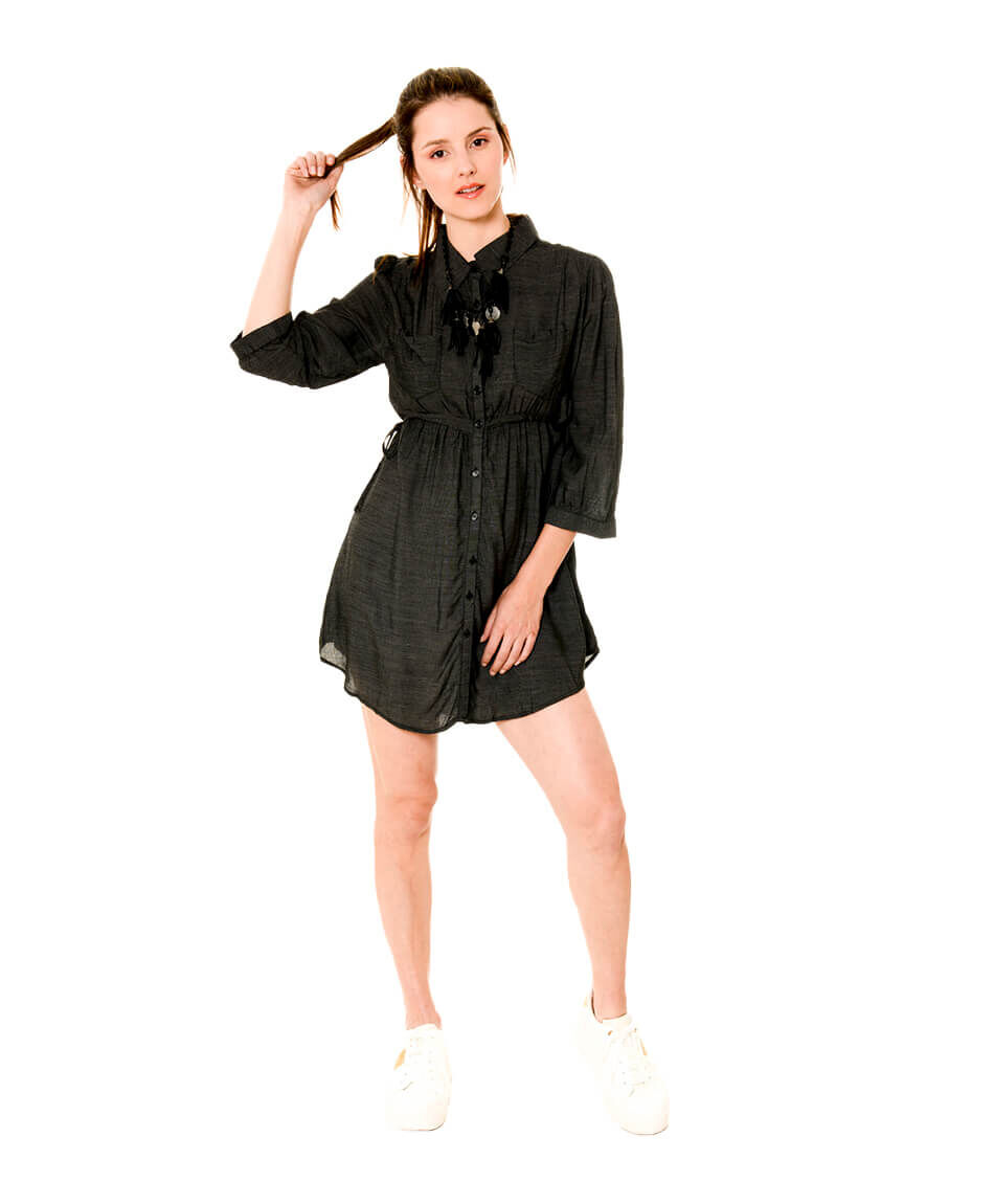 Vestido lazo bolsillos