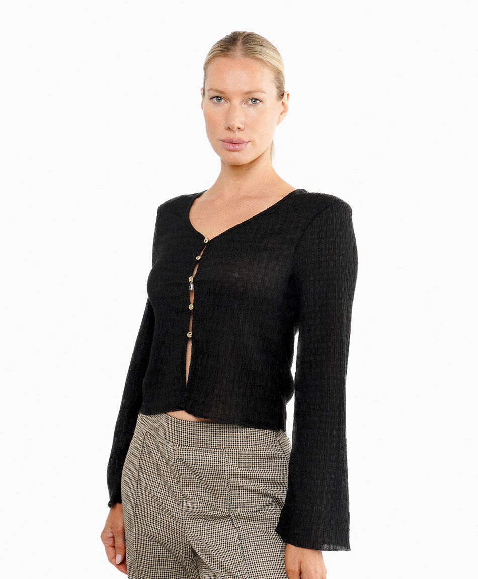 Polera mujer botones dorados