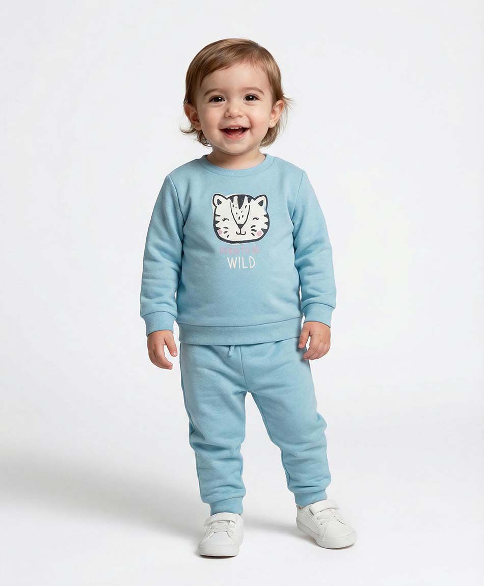 Set buzo beb&eacute; wild celeste