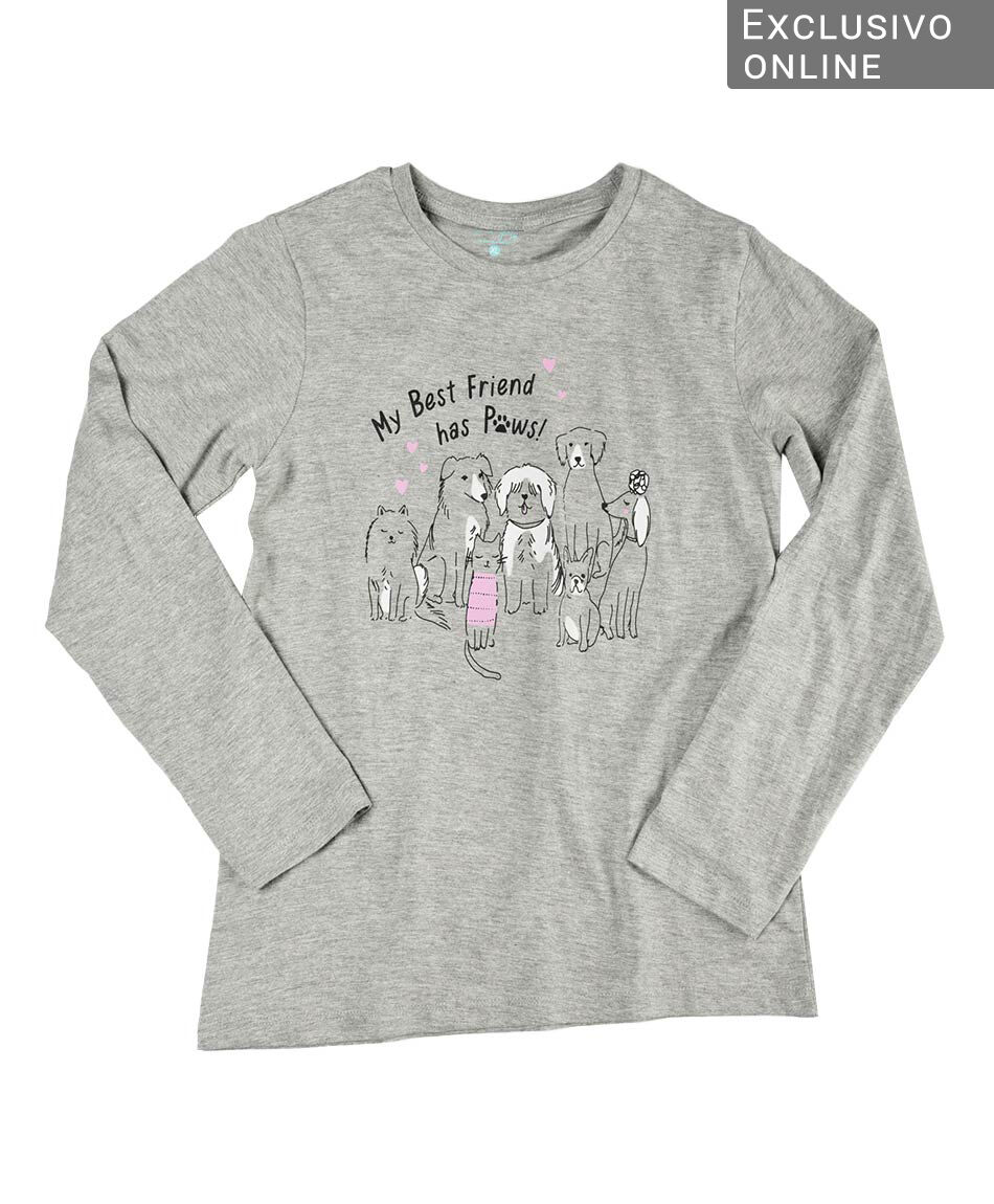 Polera ni&ntilde;a perritos manga larga