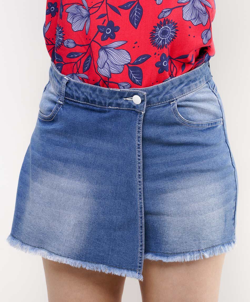 Short mujer dise&ntilde;o falda mezclilla