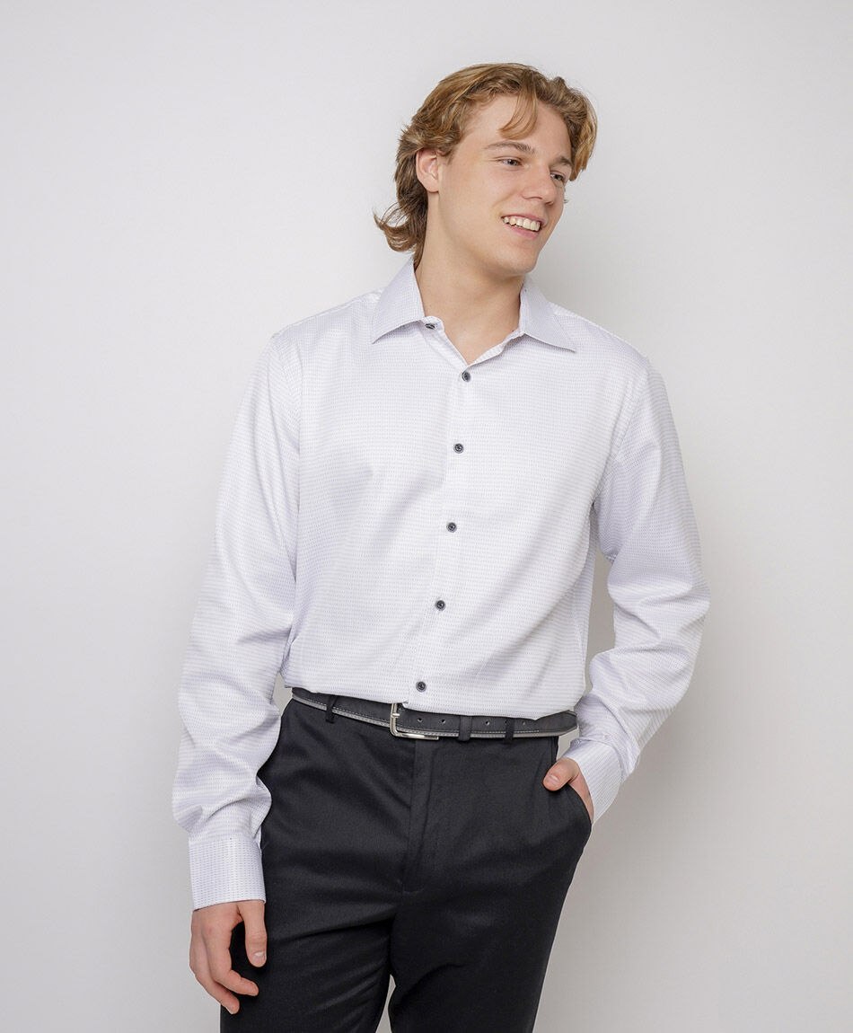 Camisa hombre blanca puntitos
