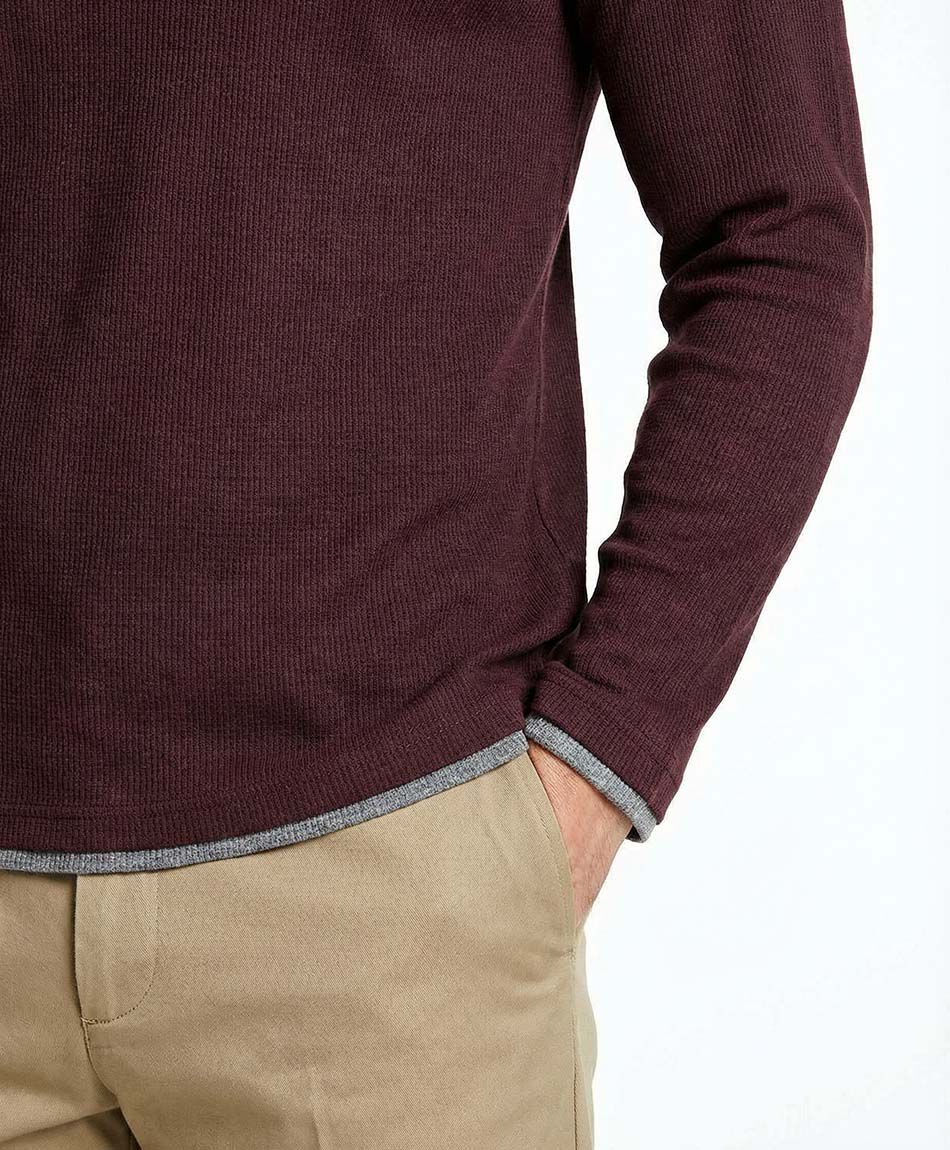 Polera hombre cuello redondo dark red