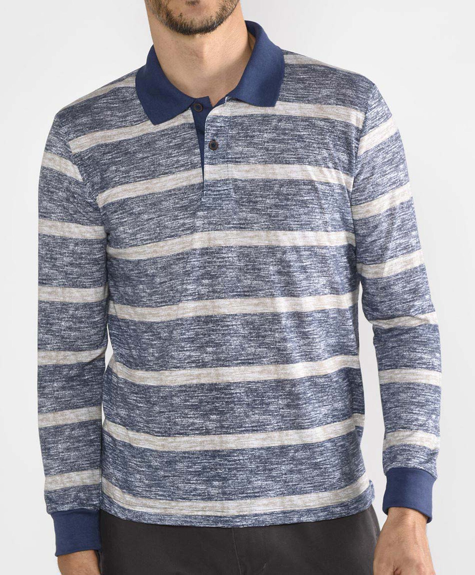 Polera manga larga cuello piqué Polera manga larga cuello piqué