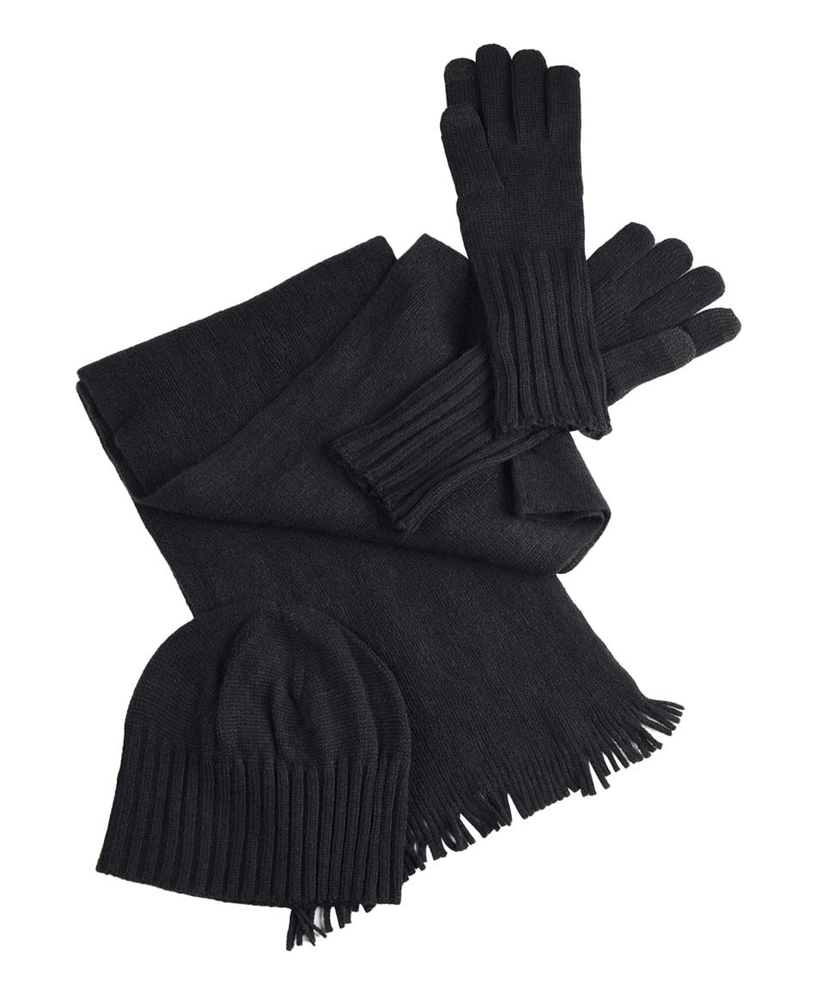Set gorro + guantes + bufanda mujer negro Set gorro + guantes + bufanda mujer negro