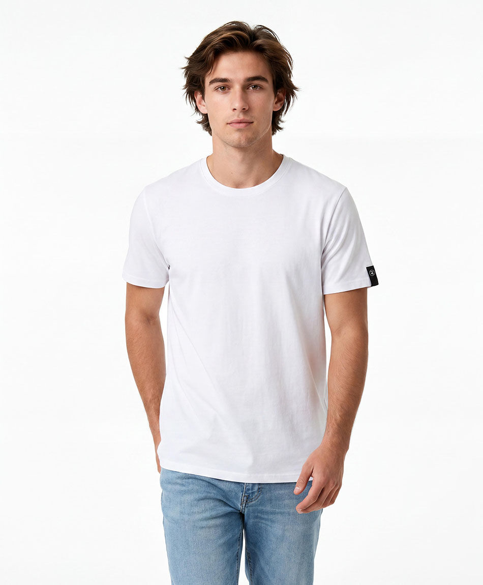 Polera hombre parche manga lisa