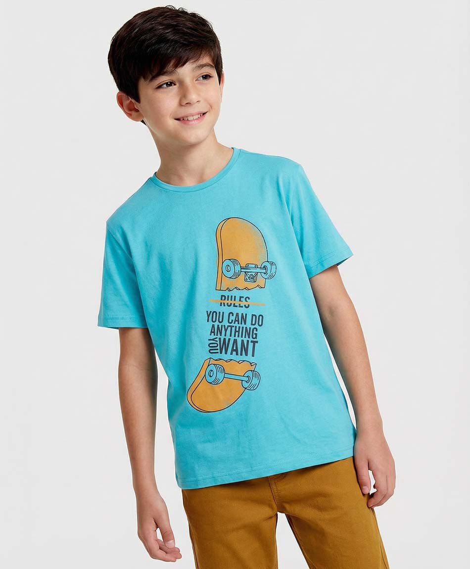 Polera ni&ntilde;o skate frase