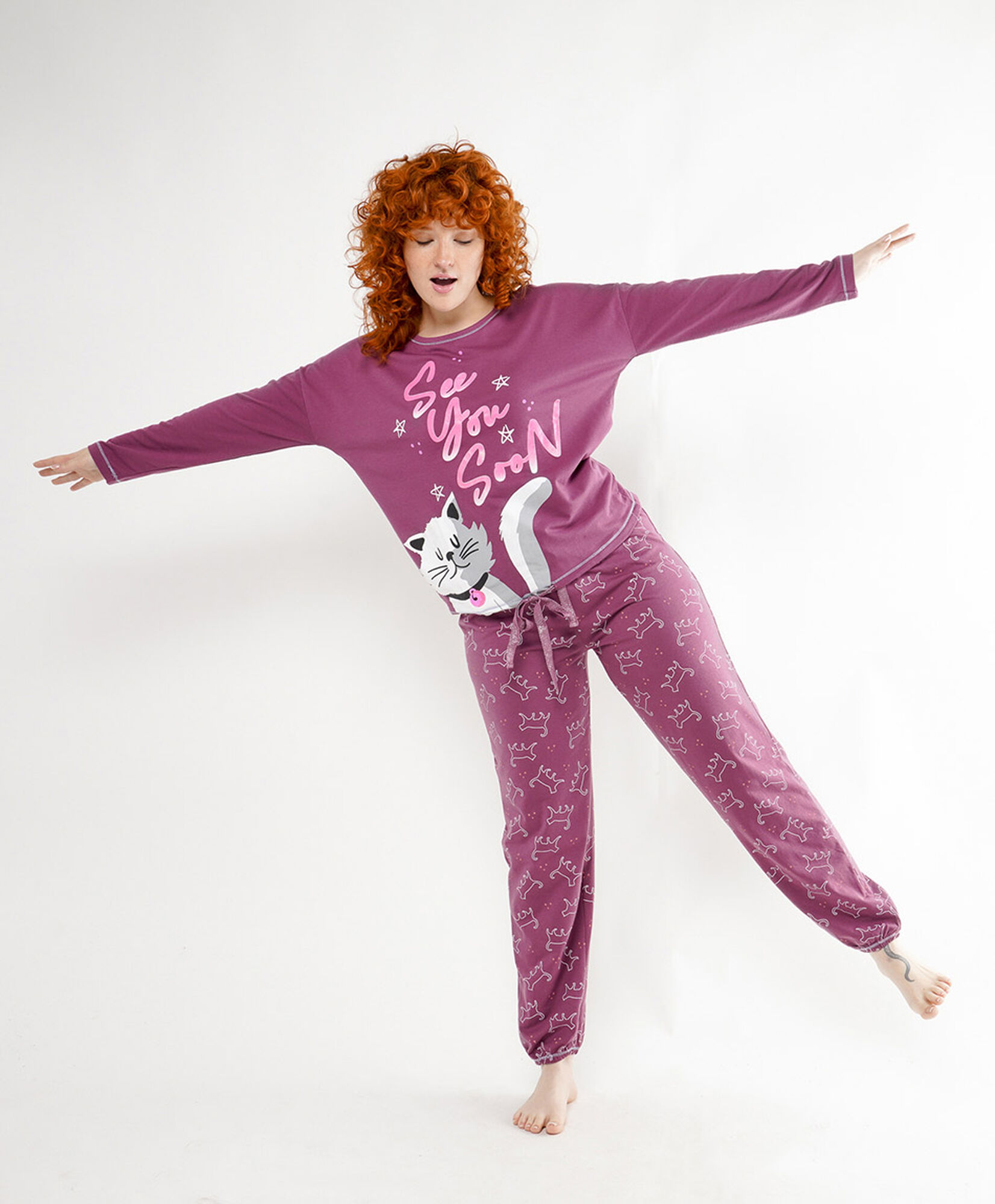Pijama mujer gato gris Pijama mujer gato gris