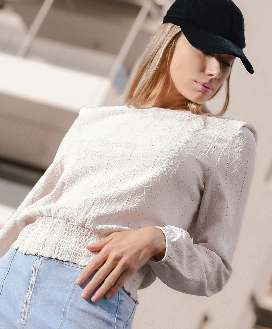 Polera mujer calado rombos