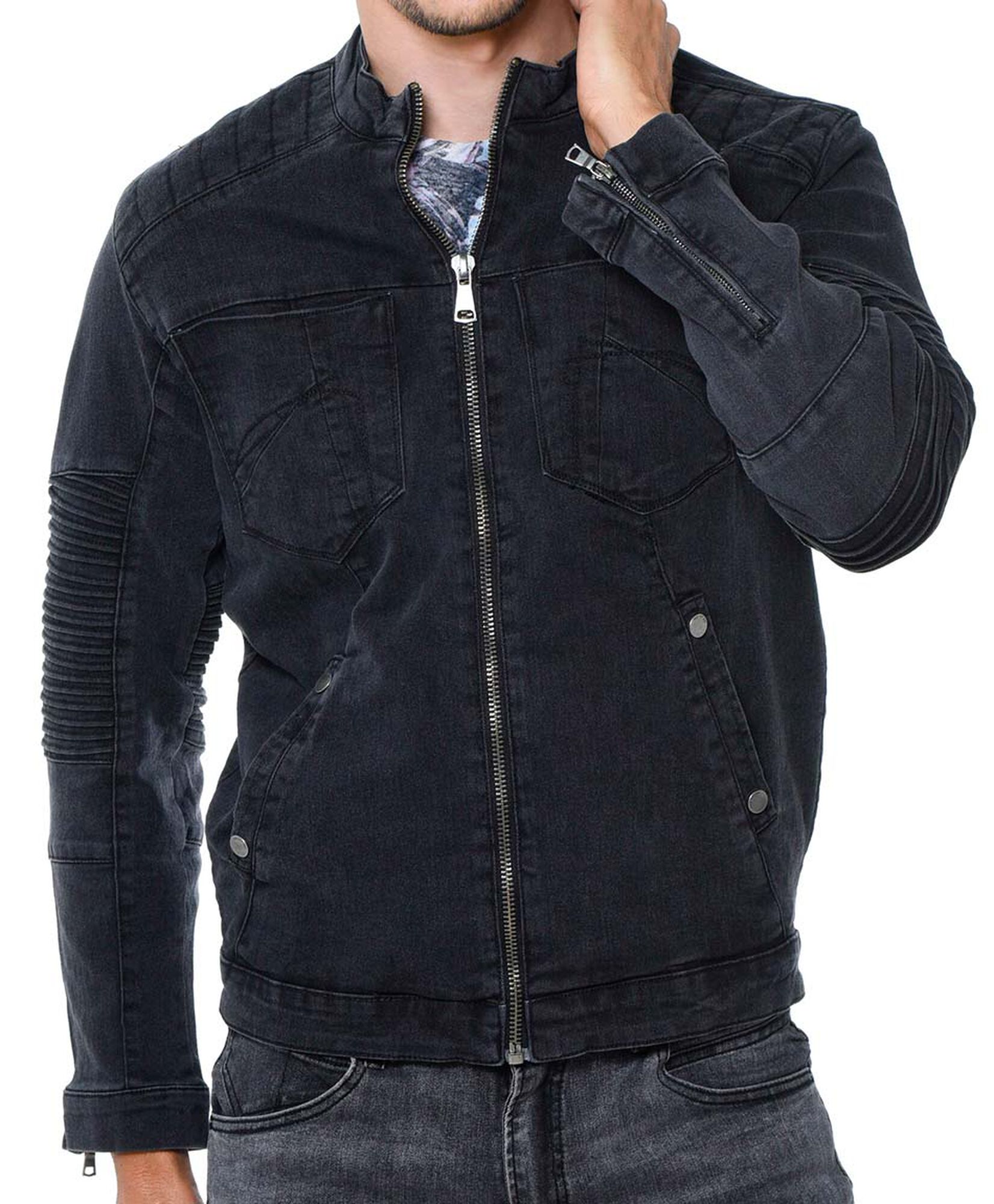 Chaqueta mezclilla cierres Chaqueta mezclilla cierres