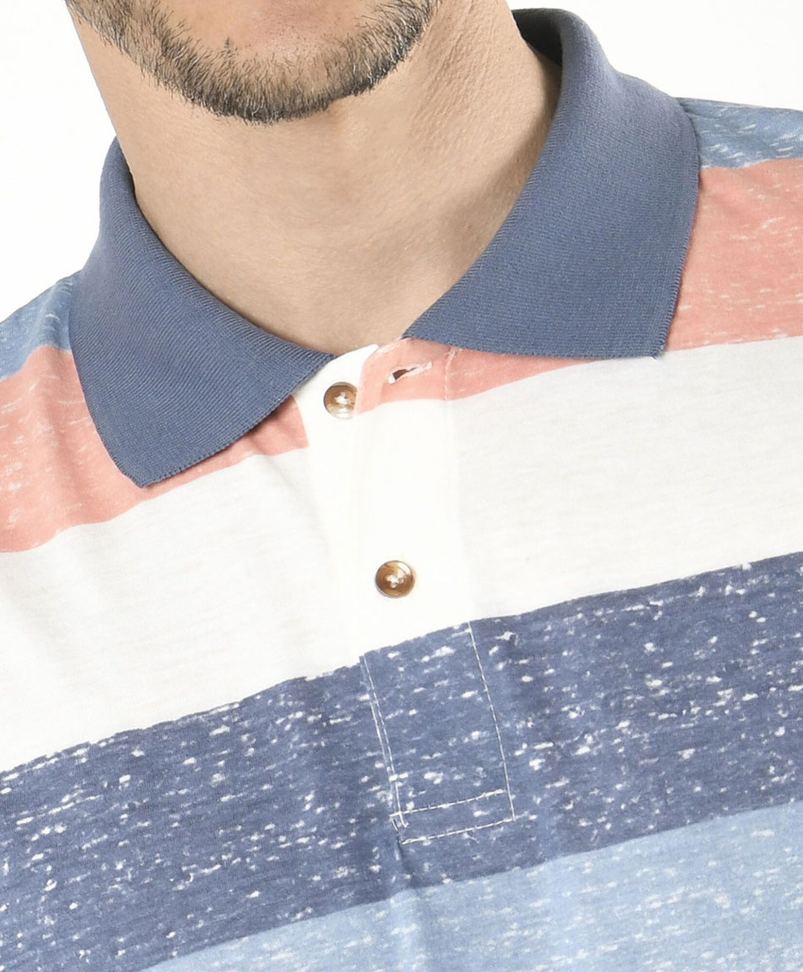 Polera hombre líneas colores cuello piqué Polera hombre líneas colores cuello piqué