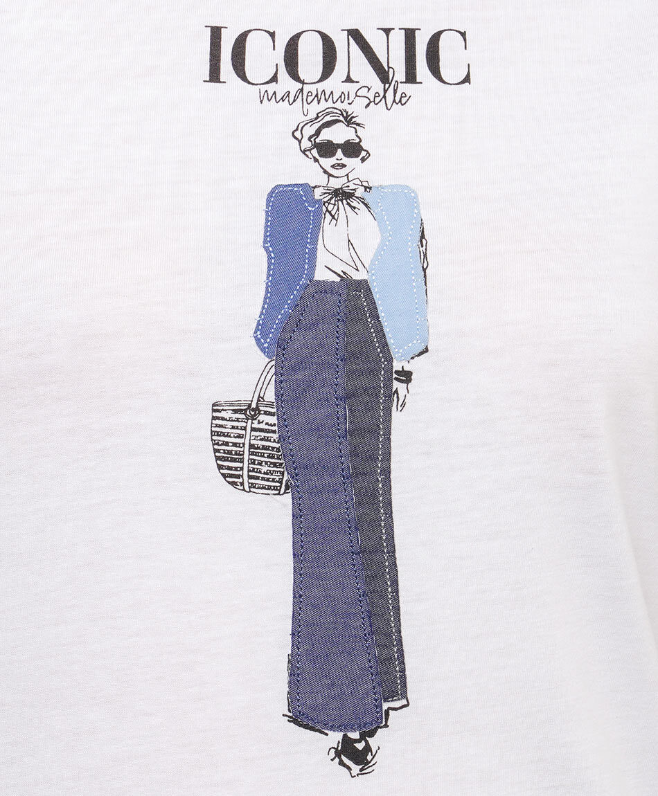 Polera mujer jeans bordado