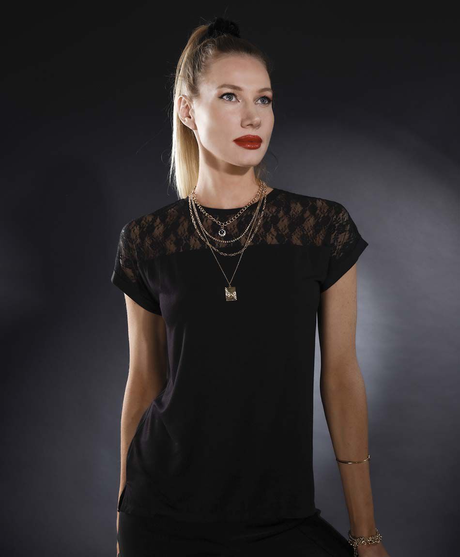 Polera oversize manga mini cuello redondo