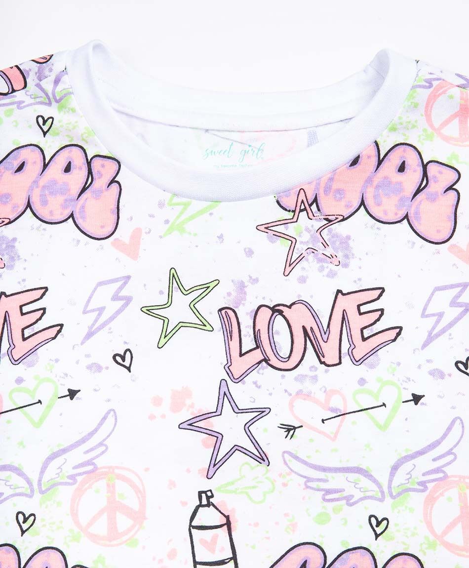 Polera ni&ntilde;a graffiti