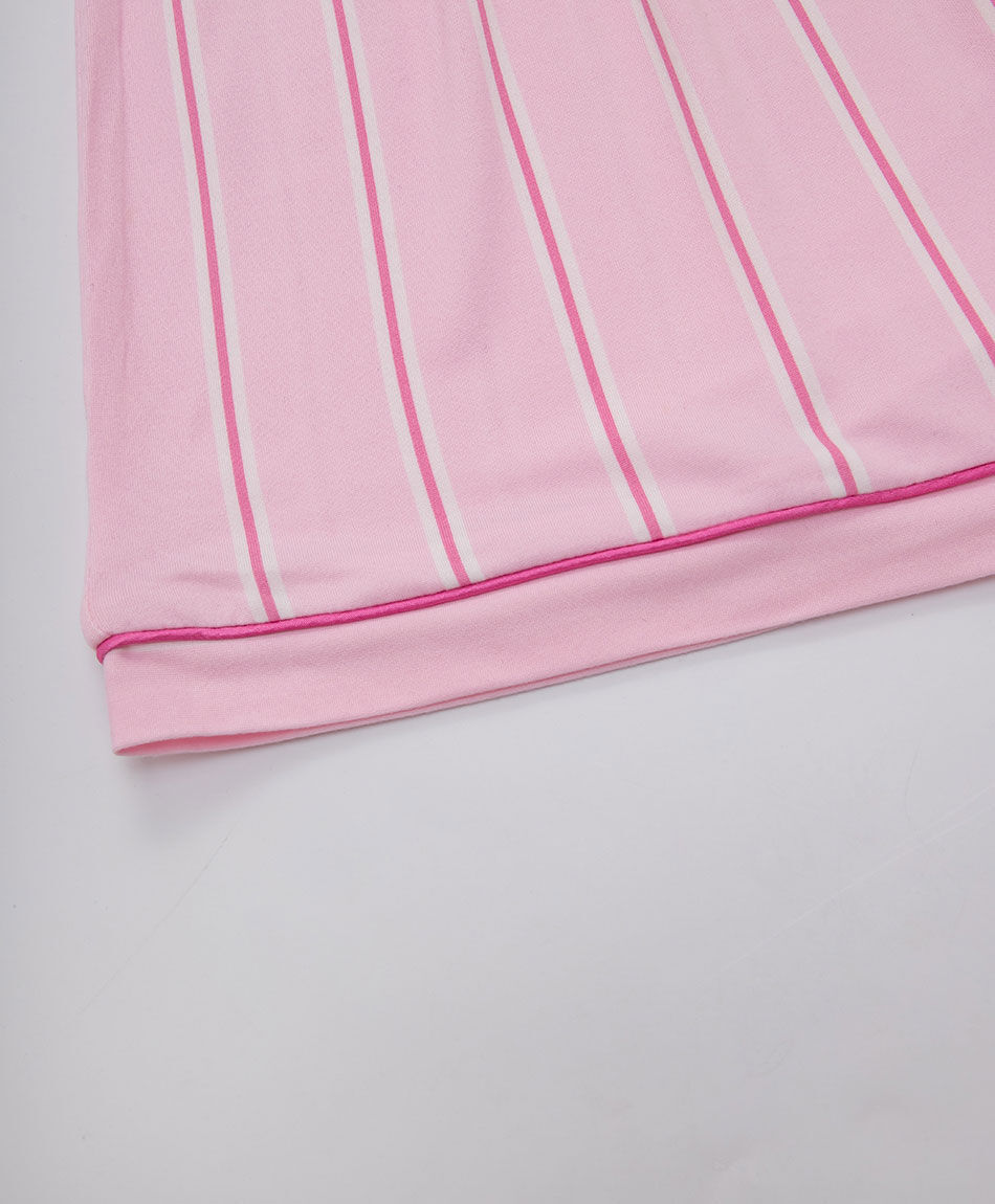 Pijama mujer camisero rayas piping rosado