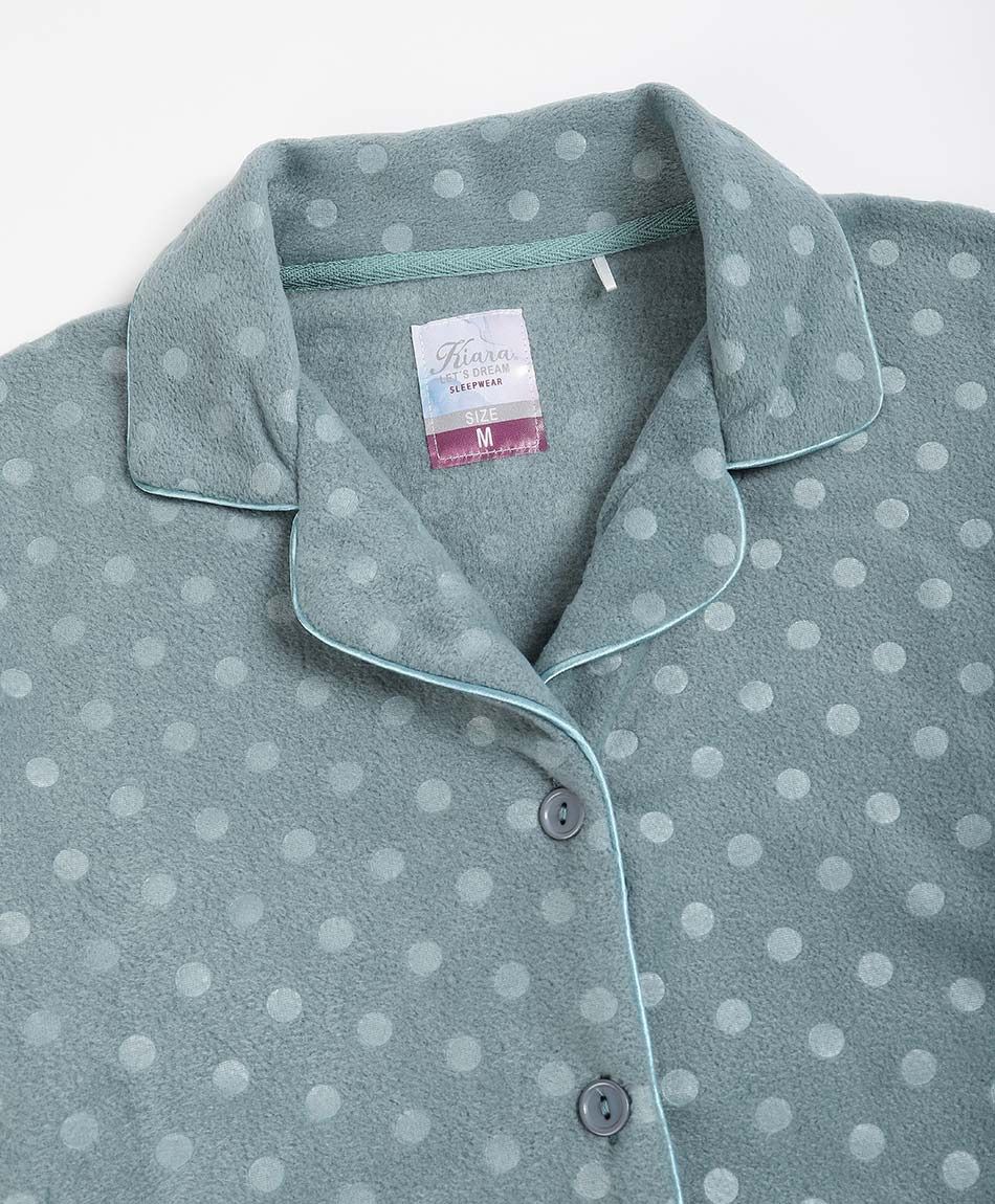 Pijama mujer polar lunares green