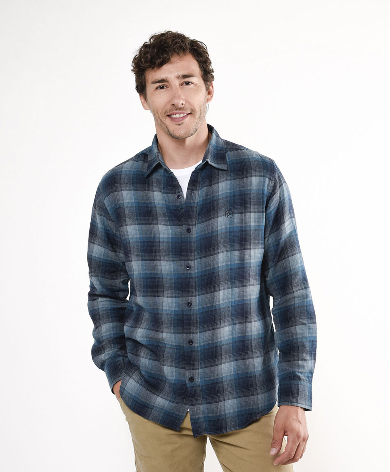 Camisa hombre cuadrillé celeste Camisa hombre cuadrillé celeste