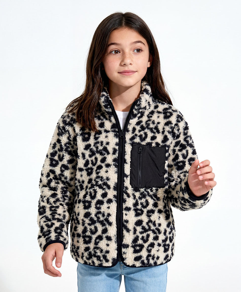 Poler&oacute;n ni&ntilde;a sherpas animal print
