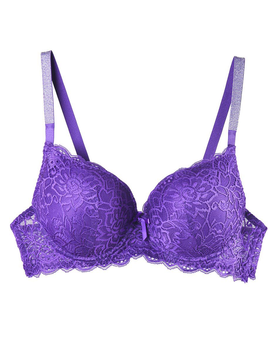 Sost&eacute;n mujer push up encajes brillos