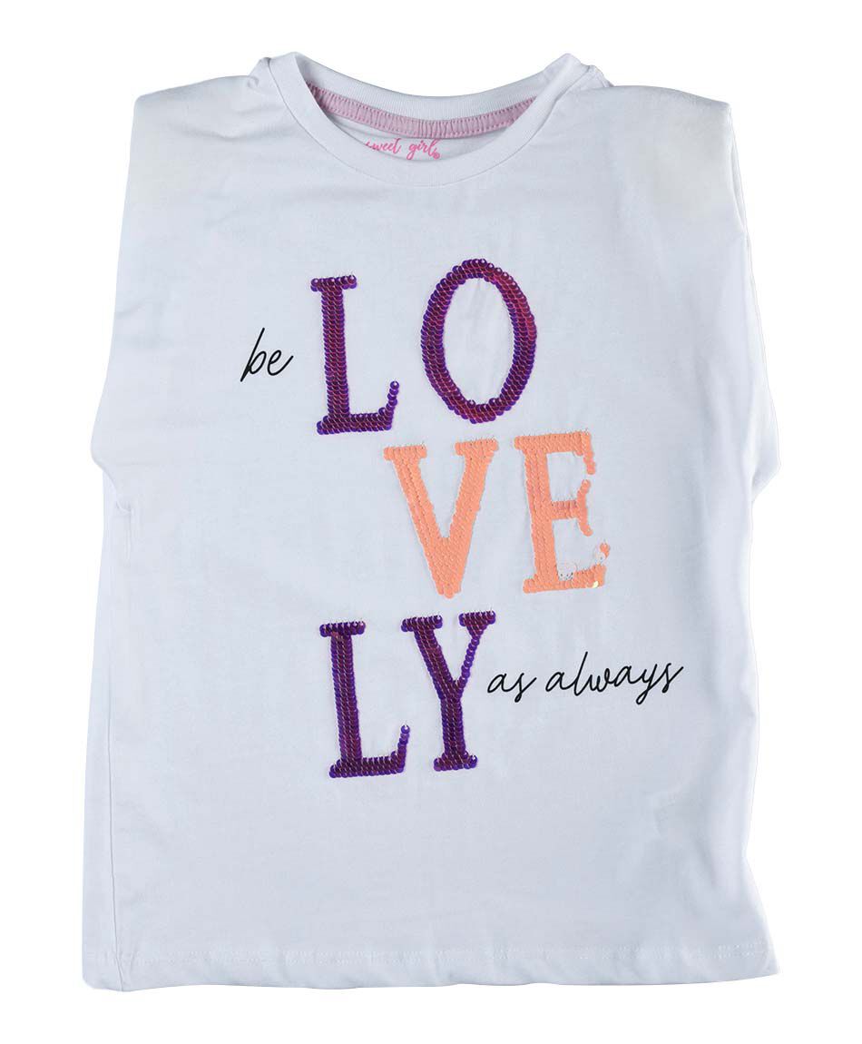 Polera ni&ntilde;a lentejuelas manga mini