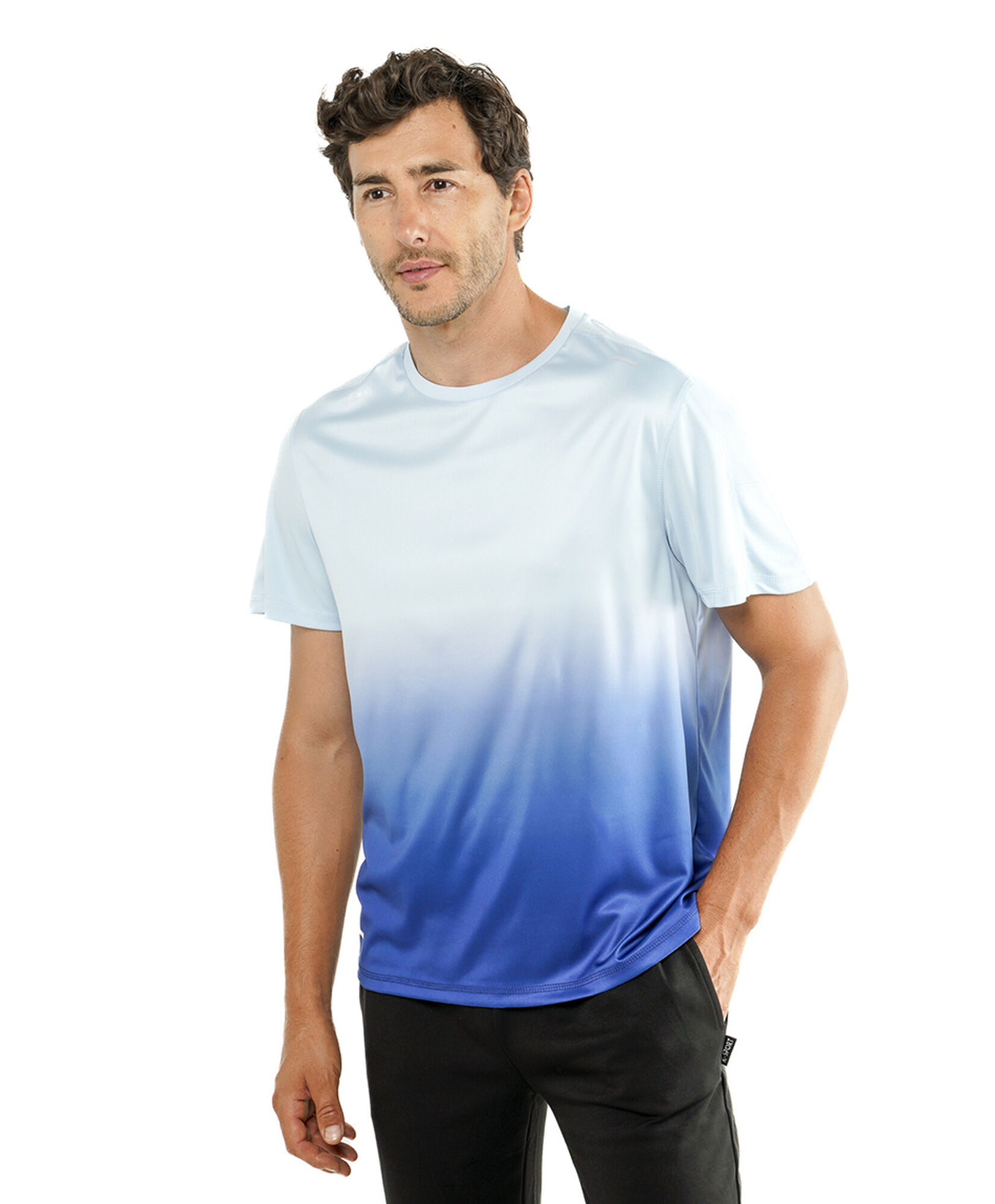 Polera deportiva hombre azul degradé Polera deportiva hombre azul degradé