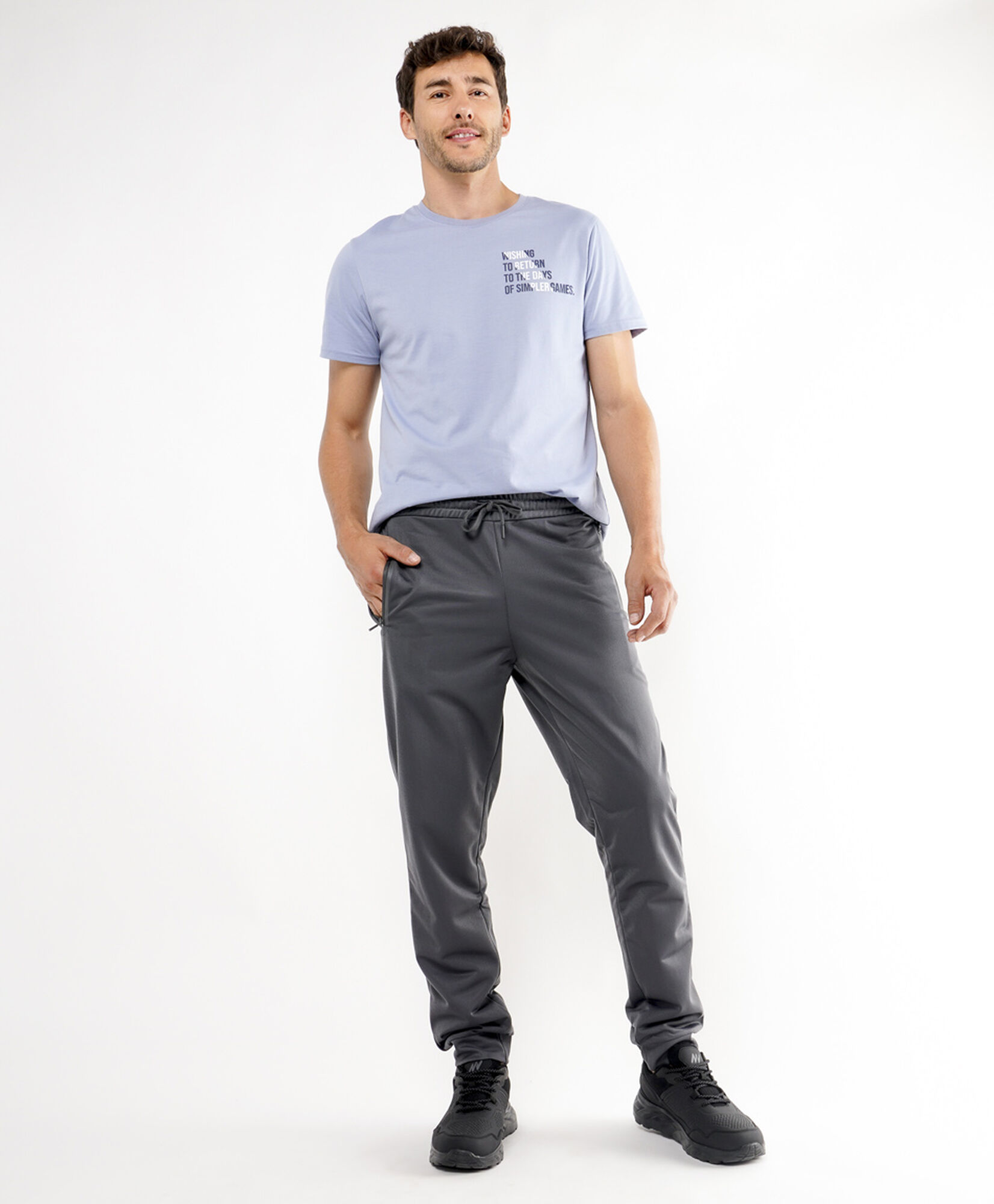 Pantalón deportivo hombre gris liso Pantalón deportivo hombre gris liso
