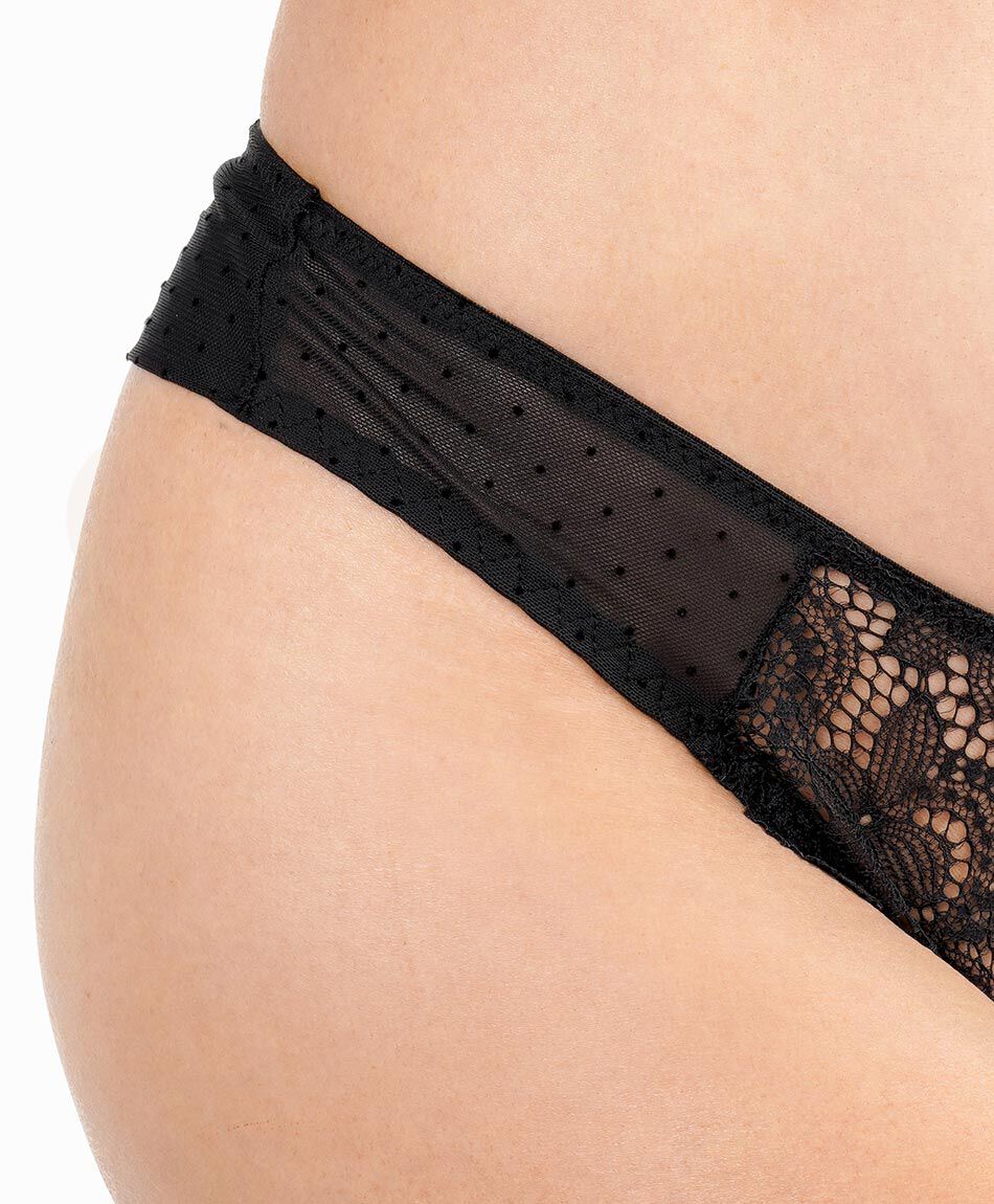 Tanga mujer encajes orqu&iacute;dea negra