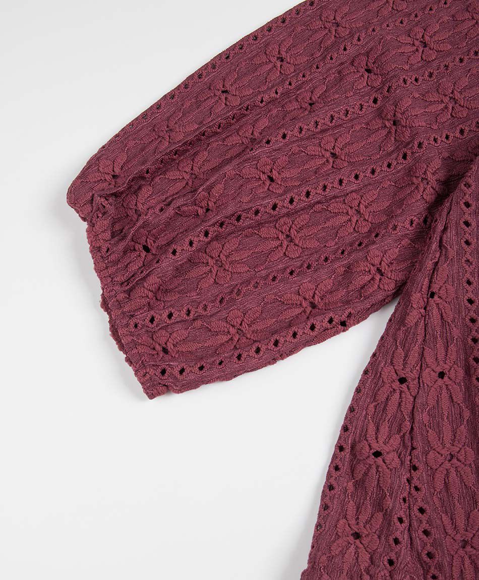 Polera mujer calada botones lazo