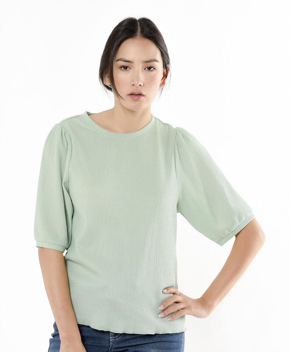 Polera mujer mangas abullonadas