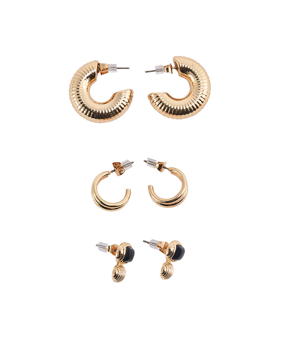 Set 3 aros mujer gold