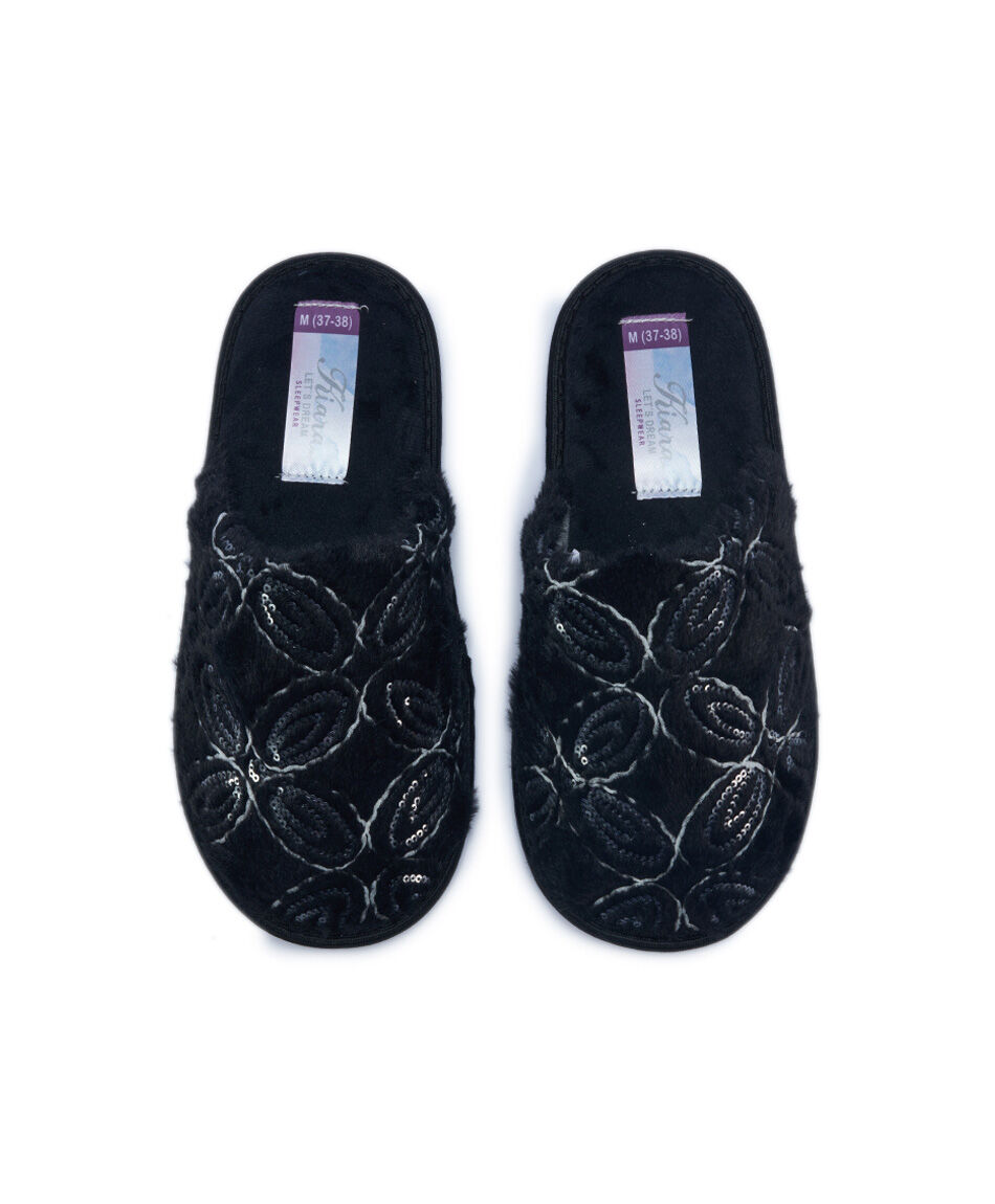 Pantuflas mujerdise&ntilde;o floral lentejuelas