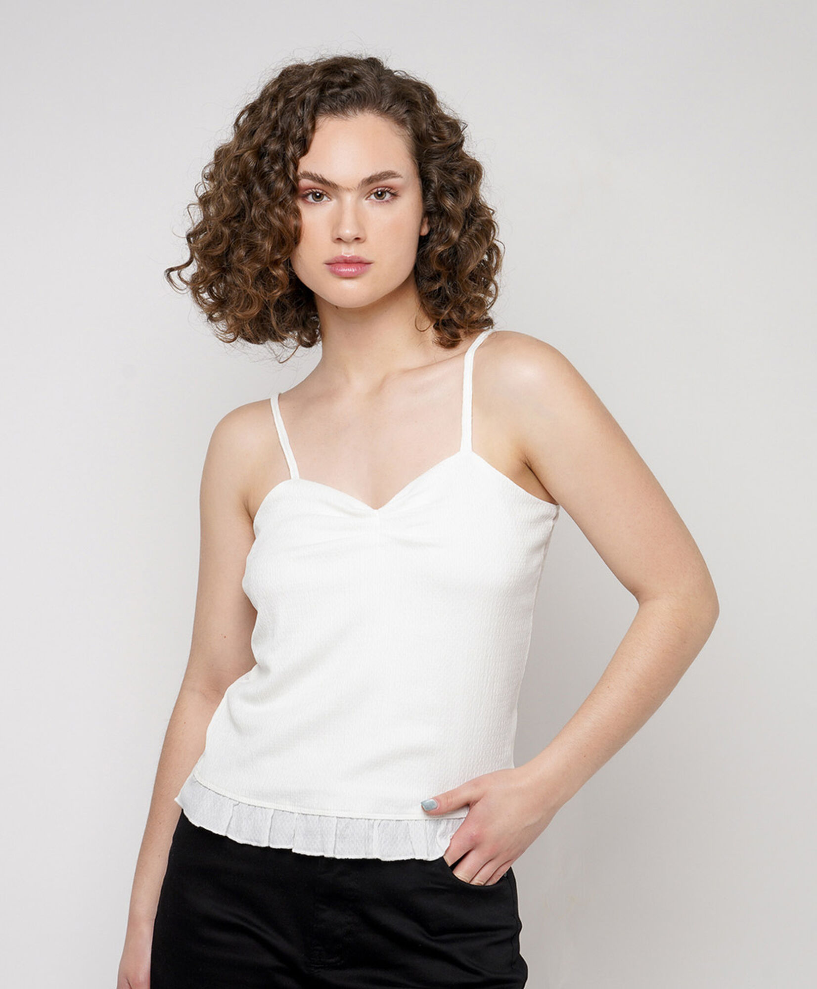 Polera mujer top vuelos inferior Polera mujer top vuelos inferior