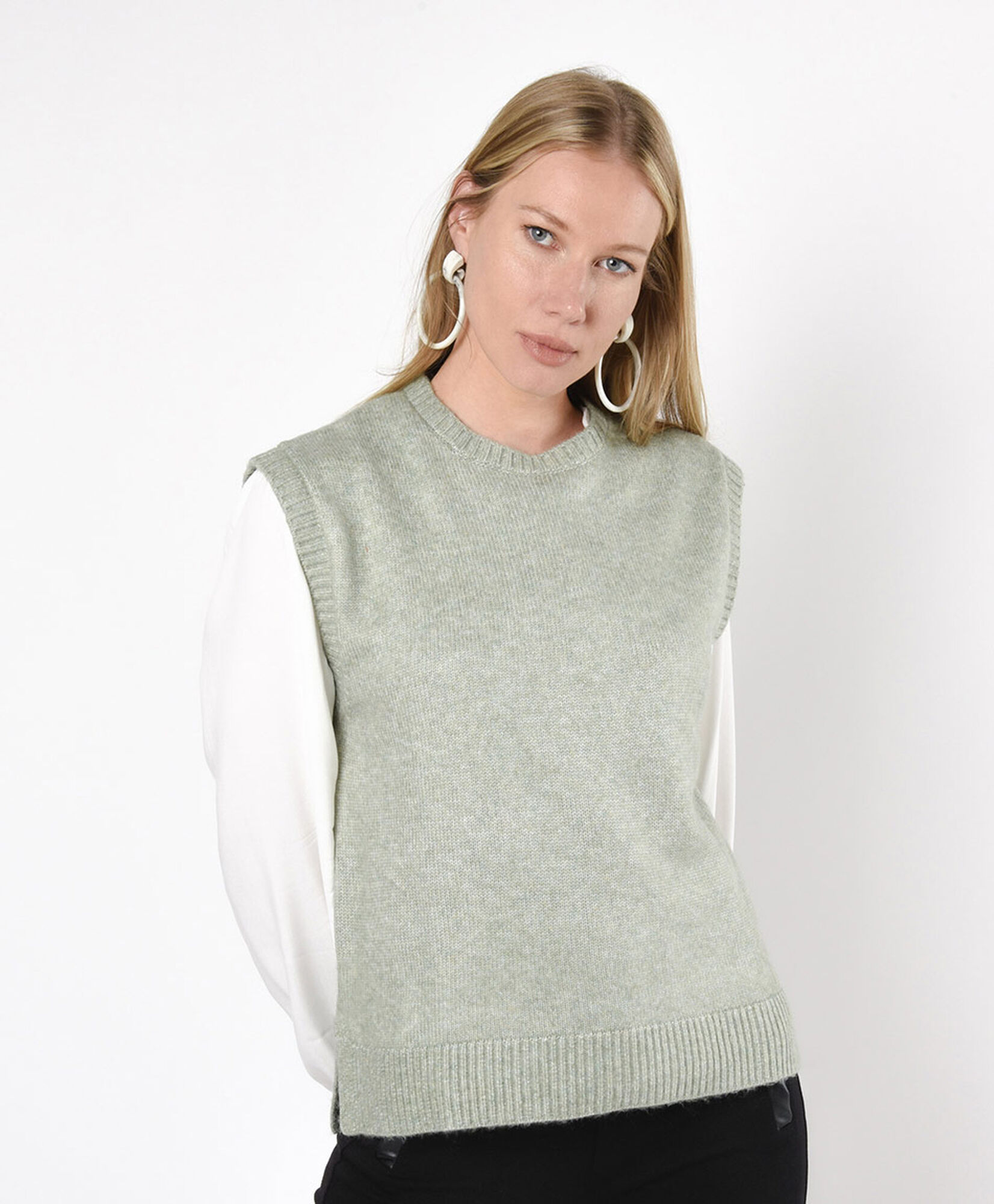 Sweater mujer liso sin mangas verde Sweater mujer liso sin mangas verde