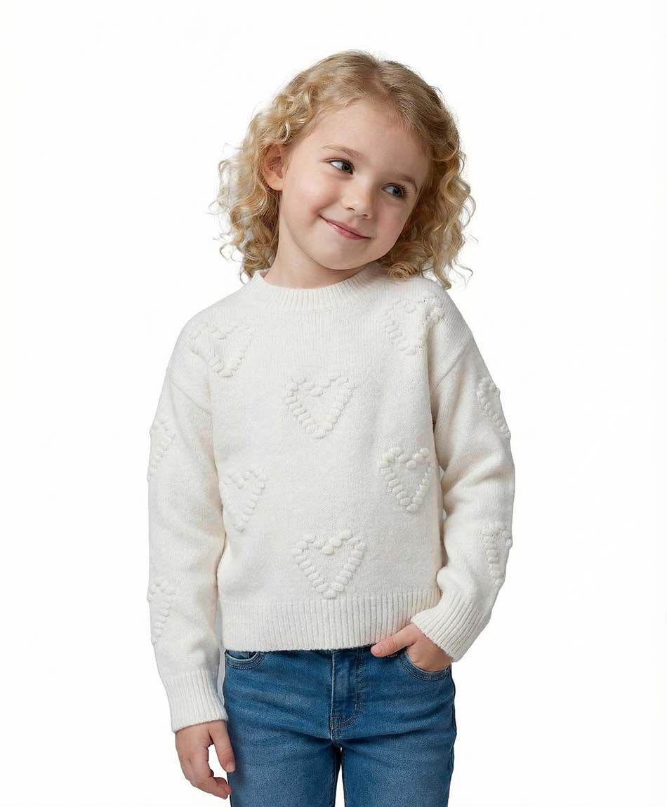 Sweater ni&ntilde;a heart texturizado corazones