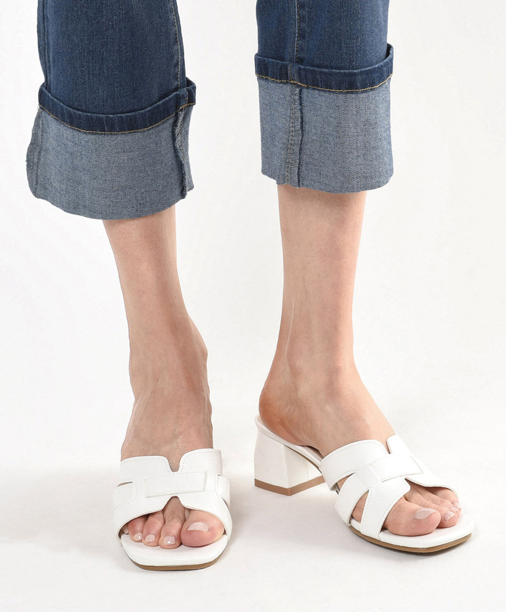 Sandalia mujer blanca taco medio Sandalia mujer blanca taco medio