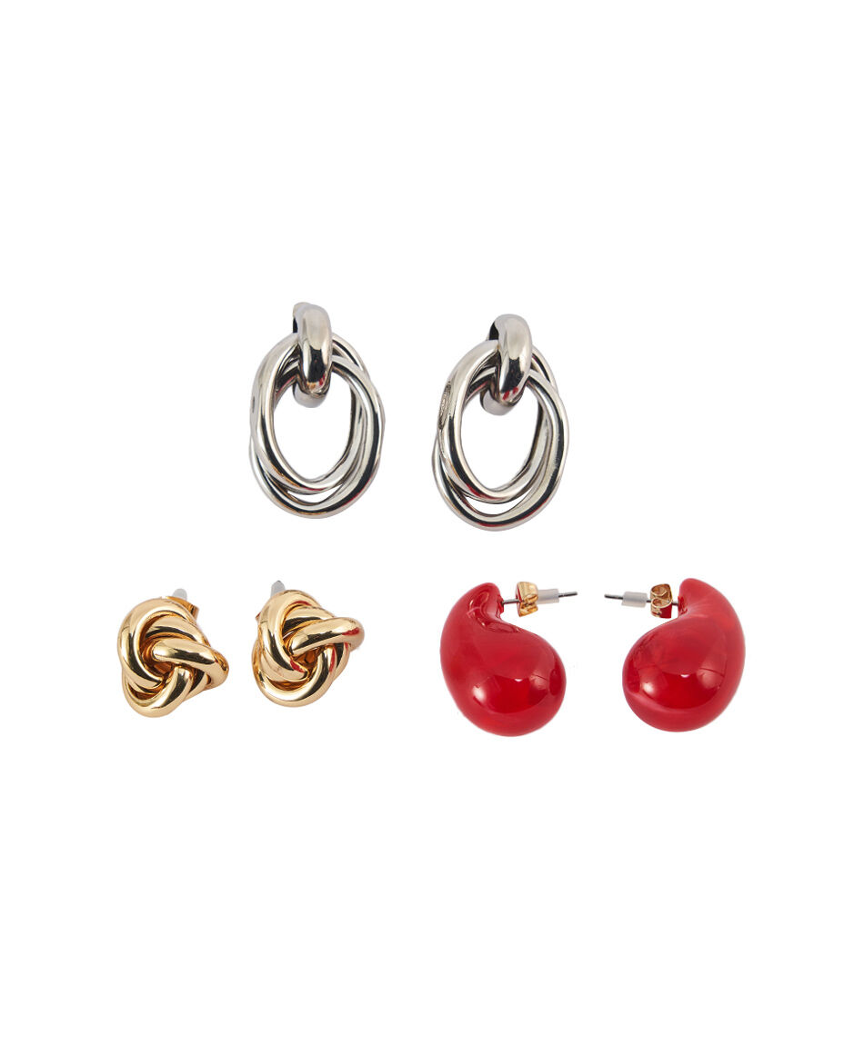 Set 3 aros mujer silver