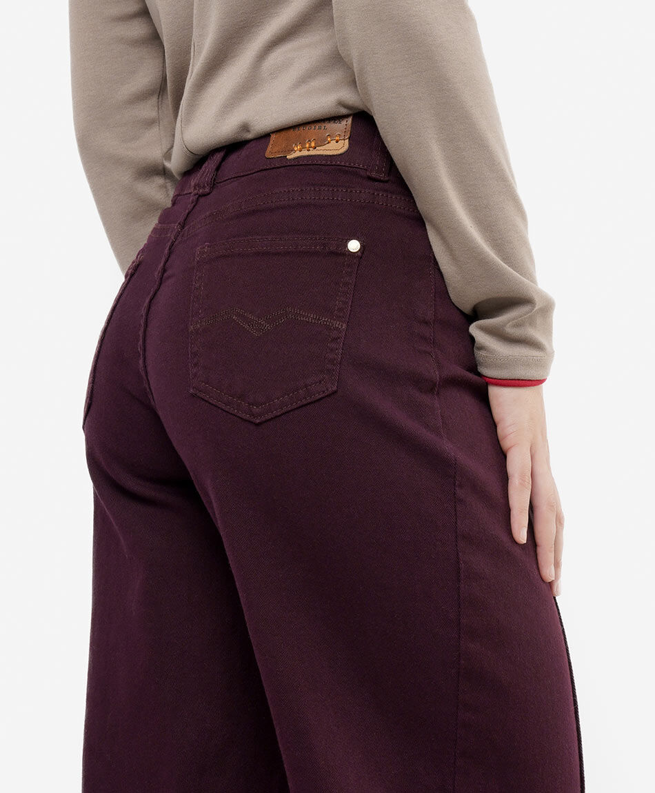 Jeans mujer wide leg costuras verticales