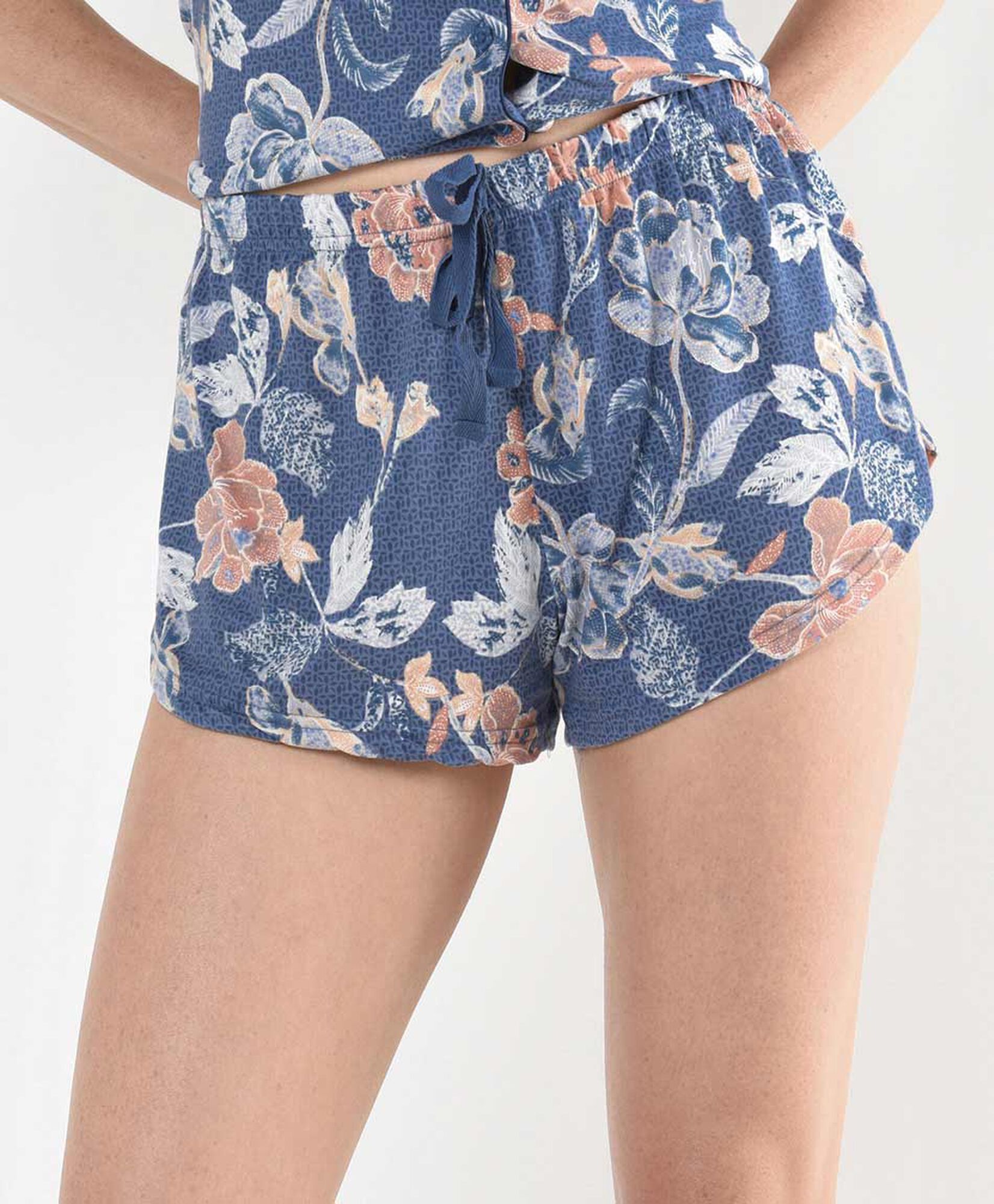 Pijama mujer floreado azul camisero Pijama mujer floreado azul camisero