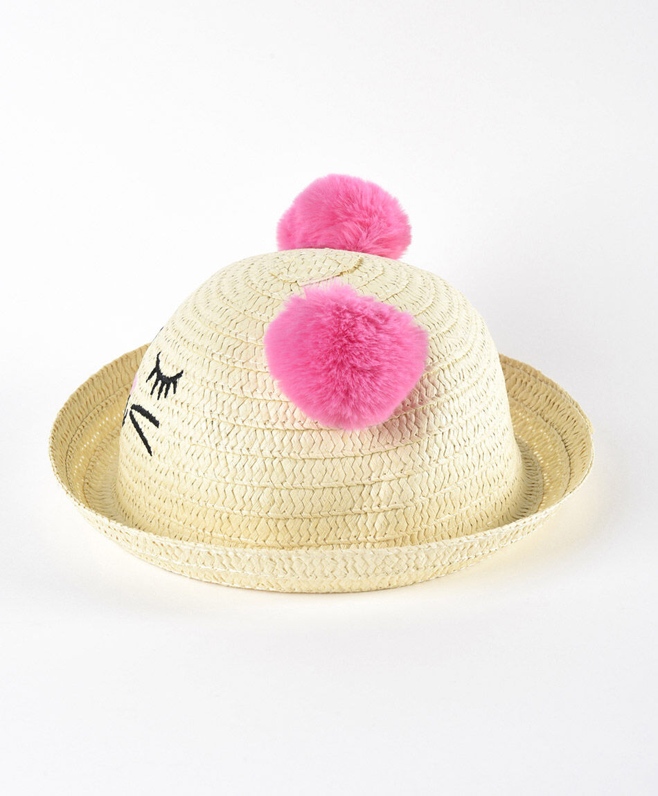 Sombrero ni&ntilde;a gato pompones