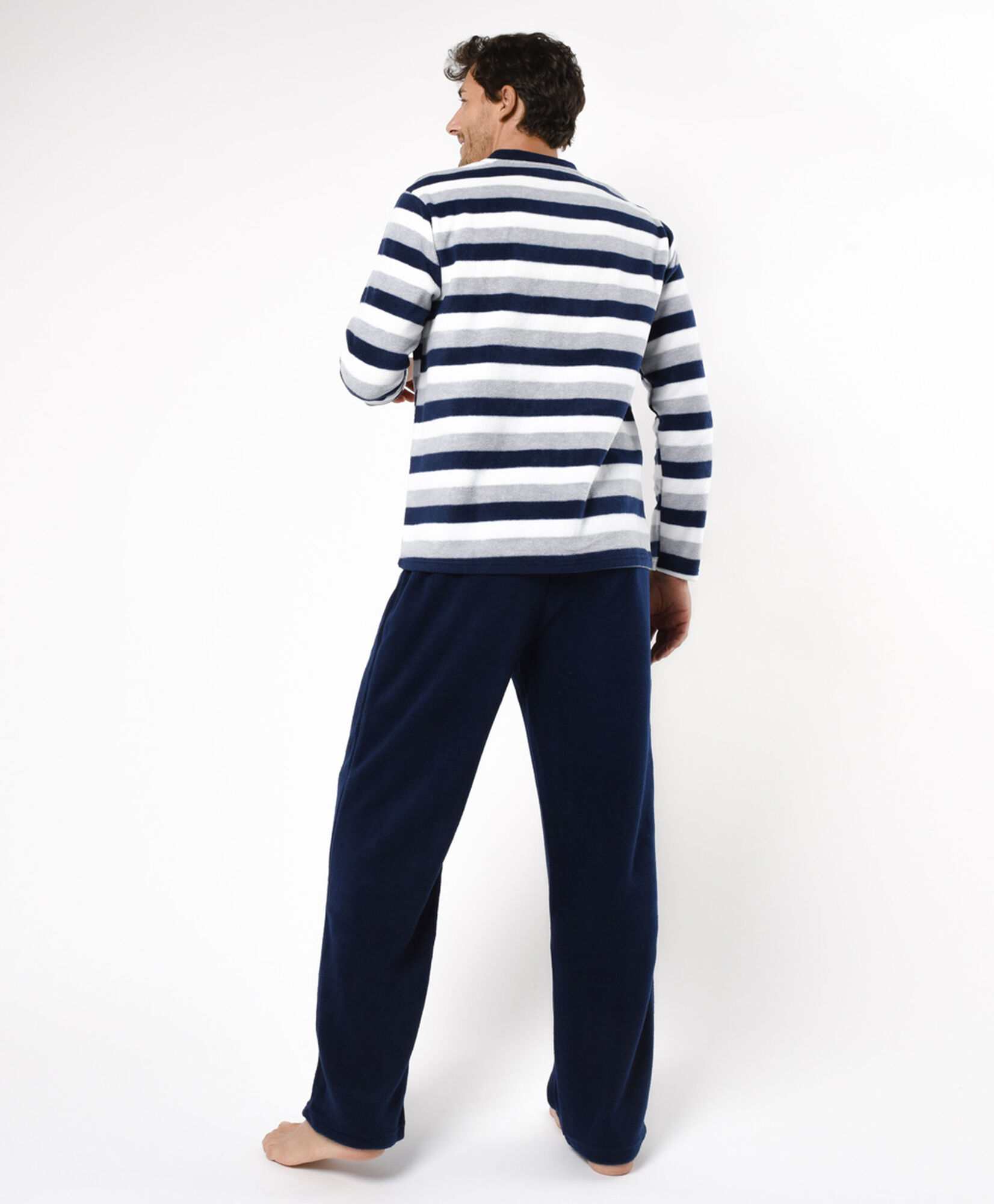 Pijama hombre polar líneas tricolor Pijama hombre polar líneas tricolor