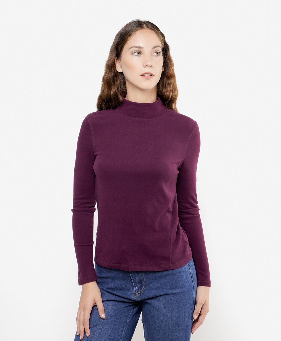 Polera mujer lisa cuello medio