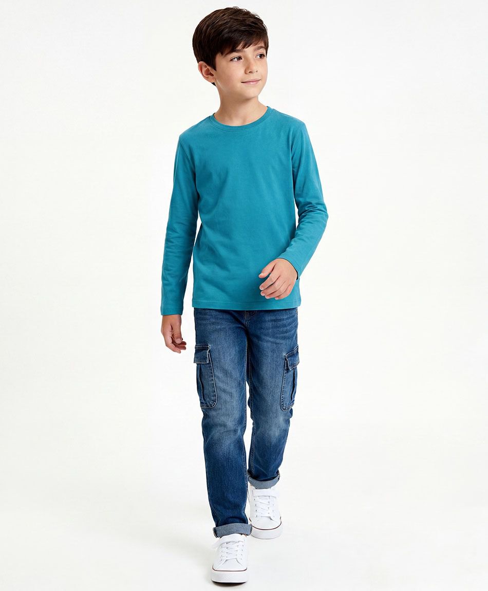 Jeans ni&ntilde;o cargo pretina