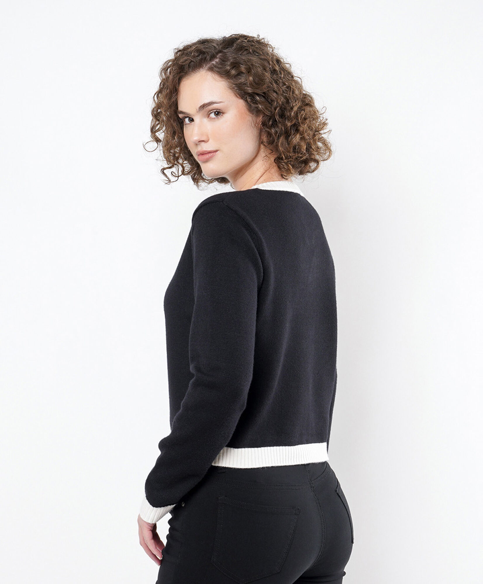 Cardigan mujer bicolor crop Cardigan mujer bicolor crop