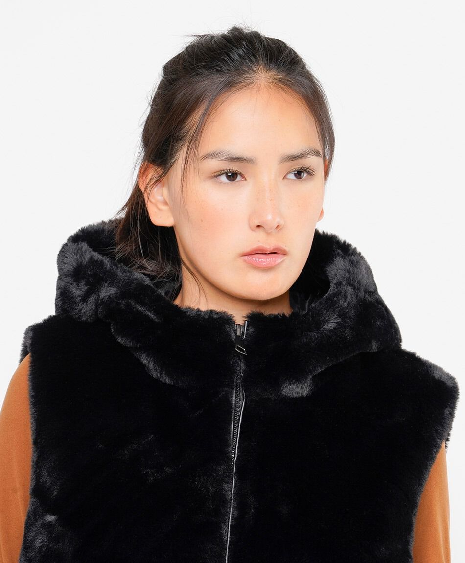 Chaqueta mujer sin mangas piel