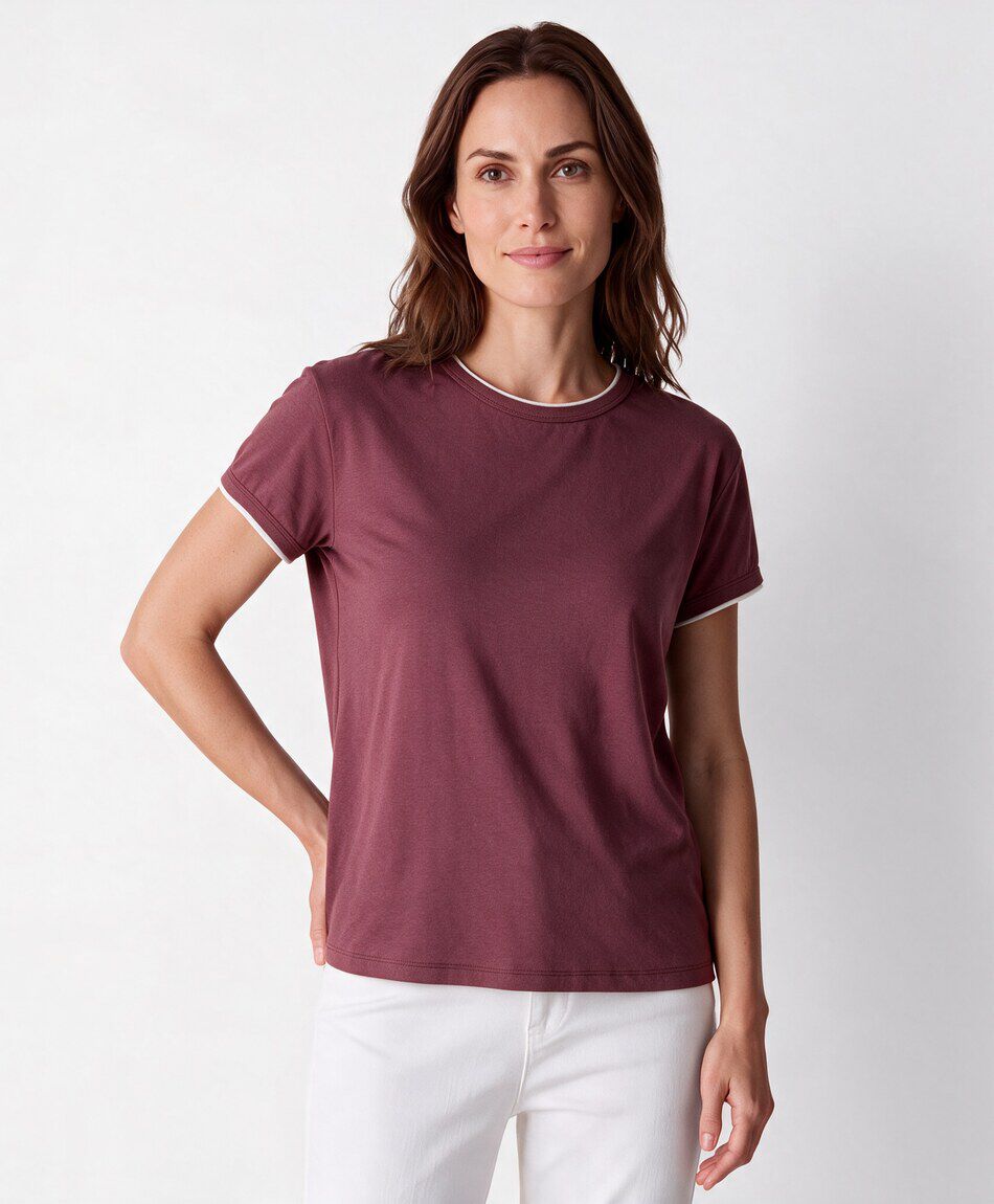Polera mujer doble contraste