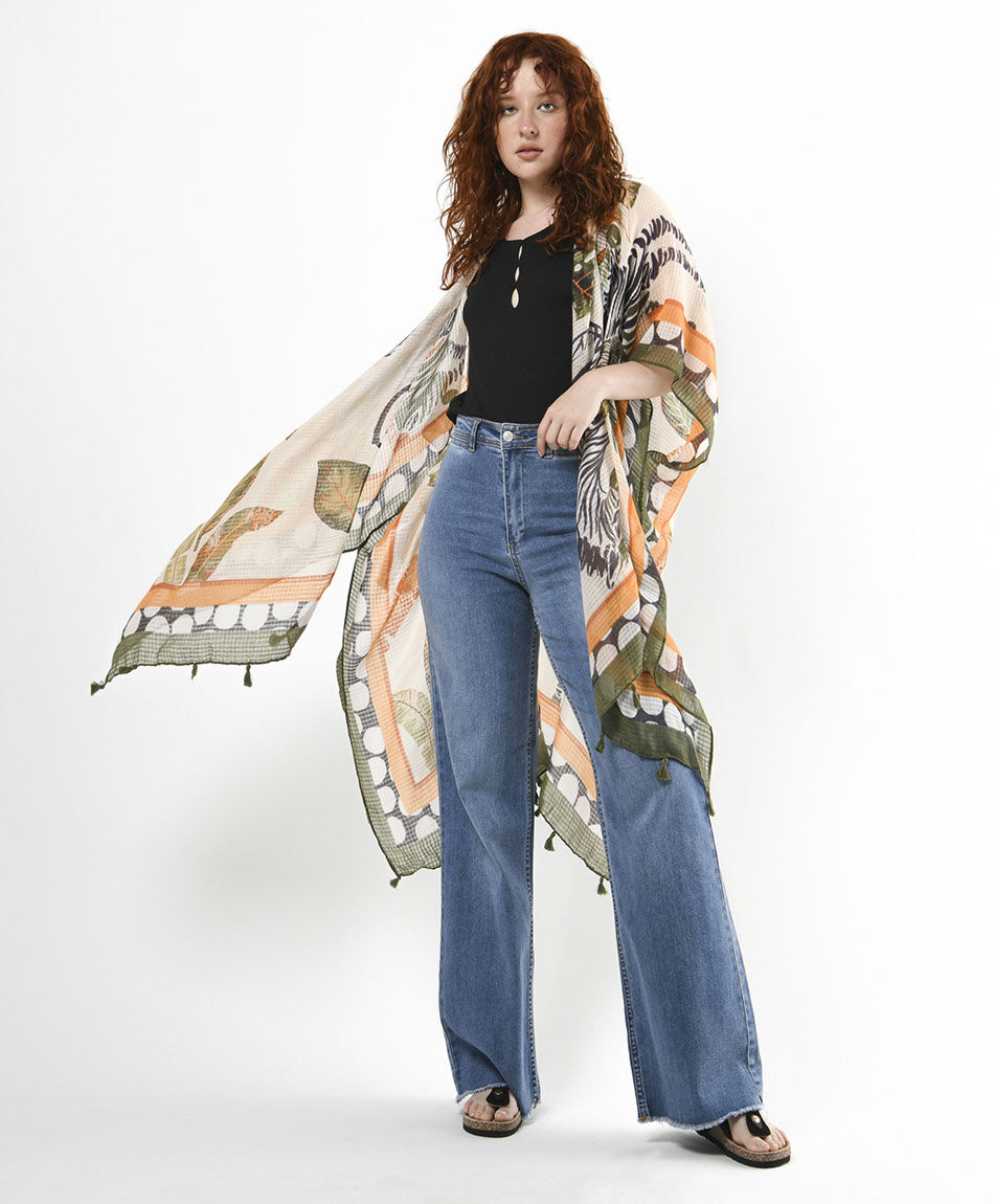 Pareo mujer estampado hojas